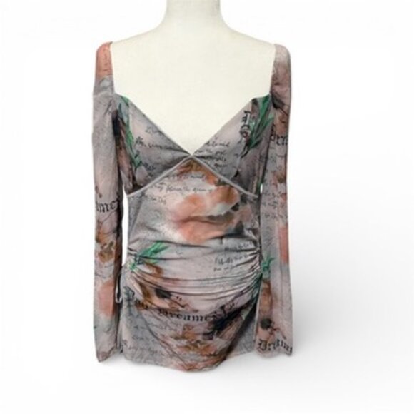 PLT NWT Stone Printed Chiffon Cut Out Shift Dress Size 12 - Picture 2 of 12